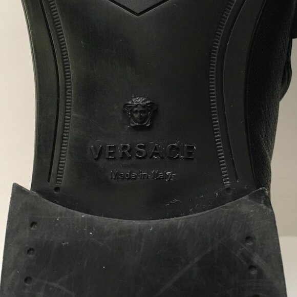 Authentic Men\'s Versace Black Dark Navy Leather Slip-on Size 40 Run Big Like 42 main image 2